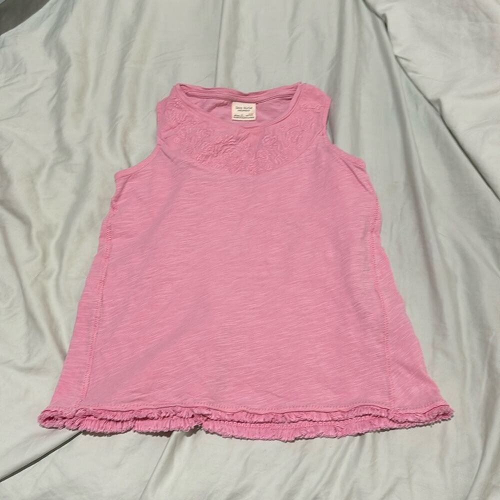 Zara 6 bubble gum pink swing tank embroidered neckline exc worn once 💯 cotton